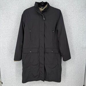 Eddie Bauer Womens Long Mock Neck City Trench 2-n-1 Coat Size S Black Green